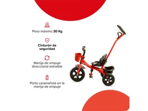 Triciclo Bebesit con Manija Rojo Bebesit SL-1701-B