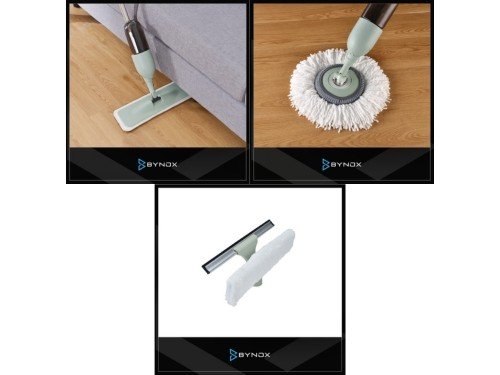 Mopa para Piso y Vidrios circular/plana/vidrio Bynox 3en1 CI-SPR3E1-GR