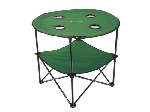 Mesa plegable de camping playa Bynox con posa vasos verde FI-MSPLBA-VE