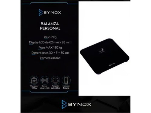 Balanza de Baño Digital Vidrio Bynox c/Display 180Kg CI-BZPRSD-NE
