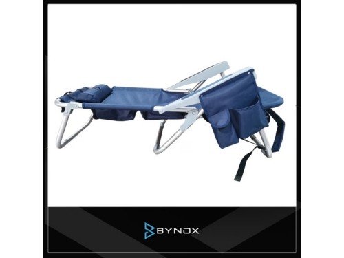 Reposera camping playa Bynox c/conservadora y bolsillos FI-RPSCOO-AZ