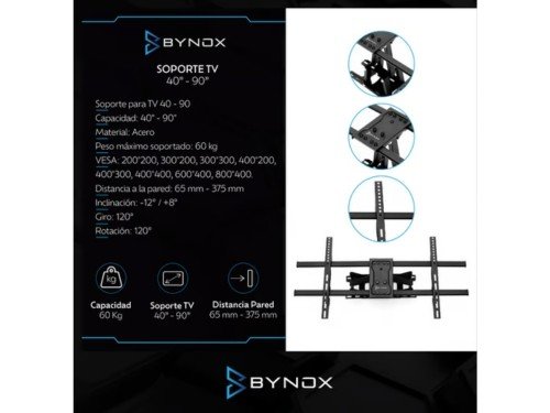 Soporte TV Bynox articulado con brazo movil 40″ a 90″AI-SOPTVM-90
