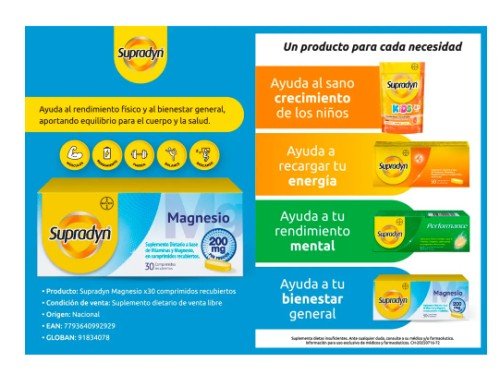 Suplemento vitamínico con magensio para energía Supradyn capsula