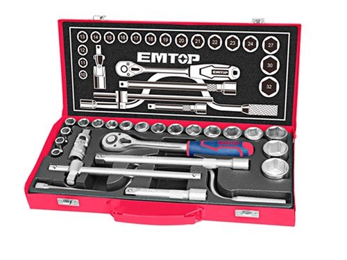 Set de tubos y llave criquet de 24 piezas 1/2" caja metálica