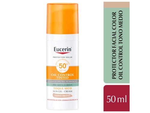 Oil Control Sun Face Toque Seco Tono Medio Fps+50 Eucerin