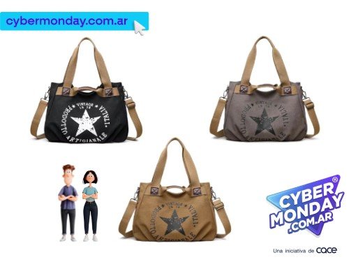 Cartera Mujer Bolso Tote Vintage Estrella Diseño Estampa Universitario