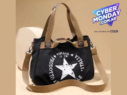 Cartera Mujer Bolso Tote Vintage Estrella Diseño Estampa Universitario