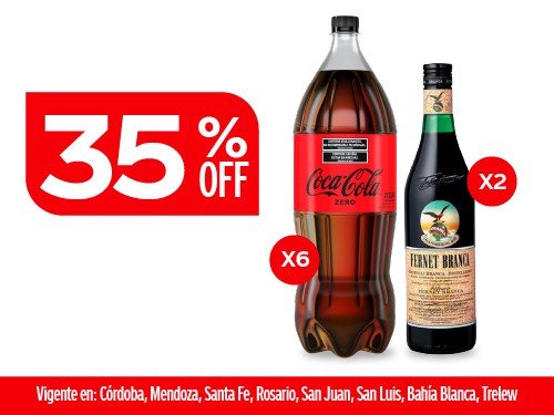 Coca Cola Zero 2,25L x6 + Fernet Branca 750ml x2