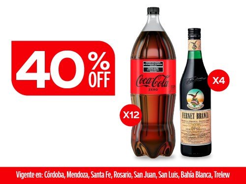 Coca Cola Zero 2,25L x12 + Fernet Branca 750ml x4