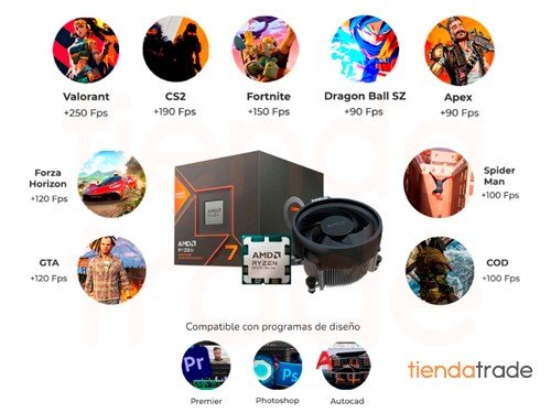 Pc Gamer Completa Cpu Ryzen 7 8700g 32gb Ram 1tb Ssd Diseño