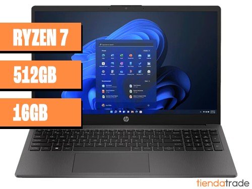 Notebook HP Ryzen 7 7730U 16GB 512GB 15.6" Windows 11 Laptop Portátil