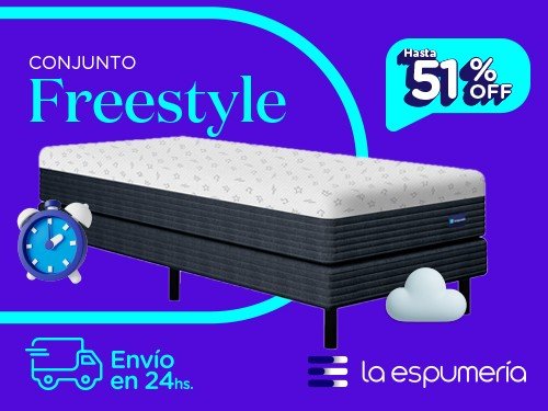 Sommier y Colchón Freestyle Box 1 Plaza (80x190 cm) de Espuma