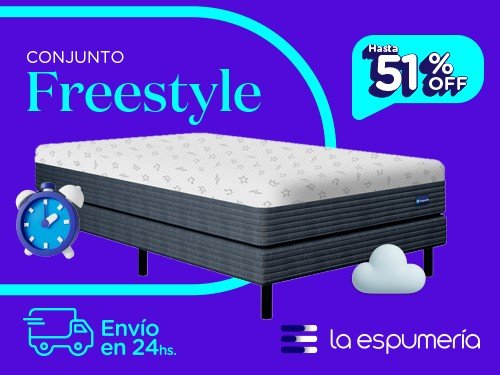 Sommier y Colchón Freestyle Box 2 Plazas (140x190 cm) de Espuma