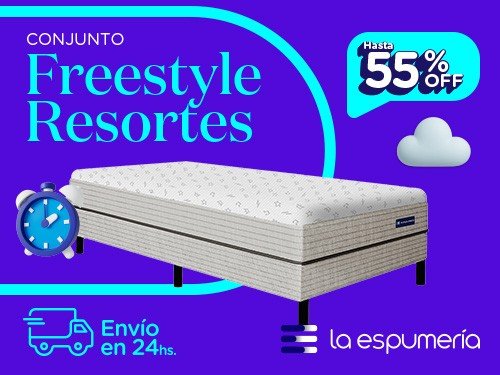 Sommier y colchón Freestyle 1 Plaza (80x190) de Resortes