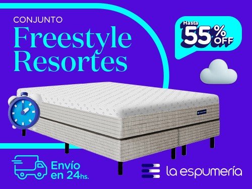 Sommier y Colchón Freestyle Super King (200x200 cm) de Resortes