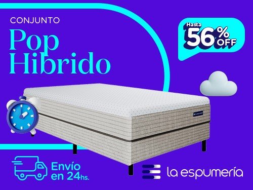 Sommier y Colchón Pop 2 Plazas (140x190 cm) de Resortes Pocket