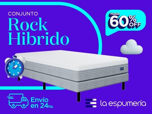 Sommier y Colchón Rock 2 Plazas (140x190 cm) de Resortes Pocket