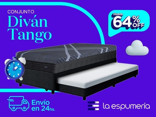 Sommier Diván Tango Black 1 Plaza y Media (100x200 cm) de Espuma