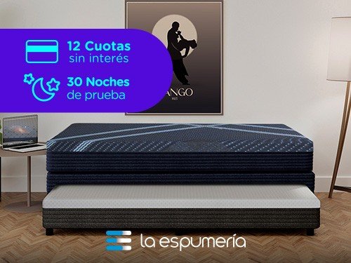 Sommier Diván Tango Black 1 Plaza y Media (100x200 cm) de Espuma