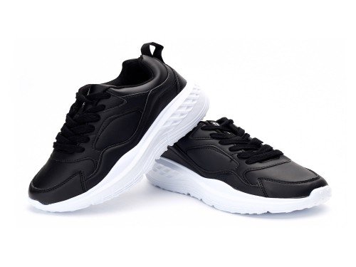 Zapatillas Urbanas de Mujer Tower Negro Livianas Cordones Atomik