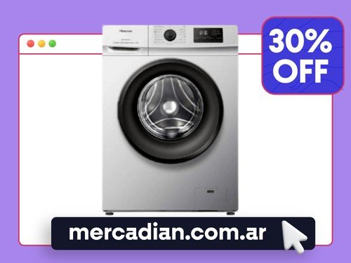 Lavarropas Hisense Titanium Frontal 6.5 Kg Gris WFMB6510SU