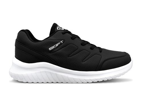 Zapatillas Escolar Deportivas Lisas Bco NegTalle 36 Al 41 Soft 680