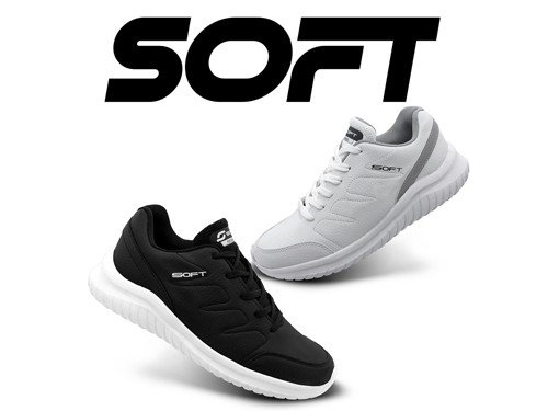 Zapatillas Escolar Deportivas Lisas Bco NegTalle 36 Al 41 Soft 680