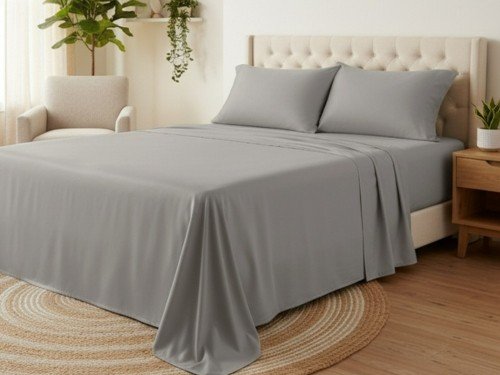 Sábana Provence Queen Gris Claro - 200 Hilos 100% Algodón con borde