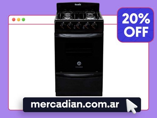 Cocina Escorial Palace Cristal Lx Gas Natural Negra