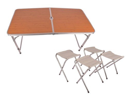 Juego Mesa de Camping 120x60cm + 4 Sillas