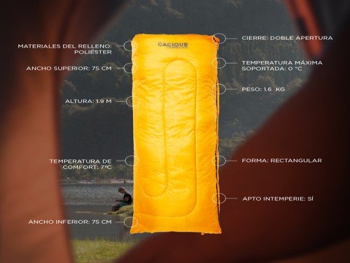 Bolsa De Dormir Cacique Camper 400 Liviana Frío 0°c
