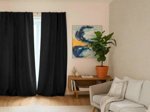 Cortina 100% Blackout Lavable Negro 140 x 220 Cms. Efecto Noche!