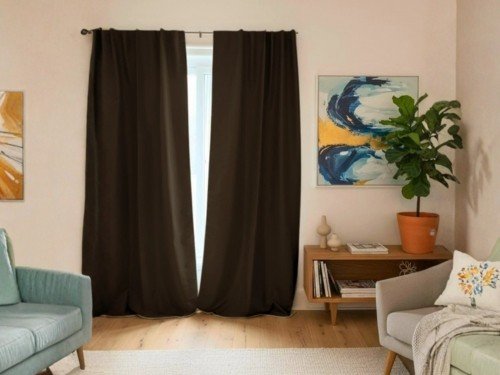 Cortina 100% Blackout Lavable Chocolate 140 x 220 Cms. Efecto Noche!