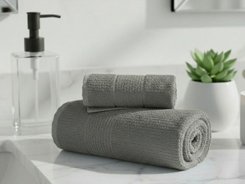 Juego de Toalla y Toallón Gris Iberá