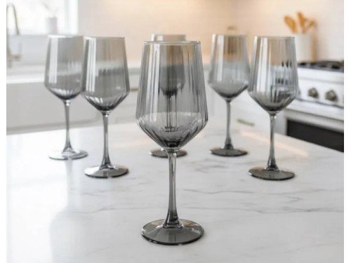 Copas Vidrio Deliglass Rayada Gris 400ML Pack 6Un