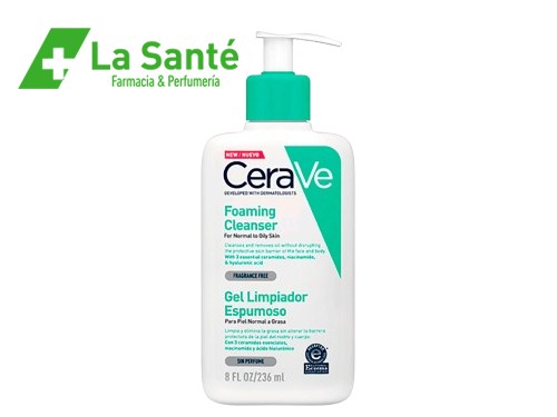 Limpiador Espumoso CeraVe Gel Facial Piel Normal A Grasa 236ml