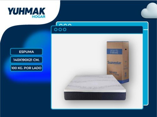 COLCHON SUAVESTAR STRESS FREE 100KG ESPUMA 140X190X21 - 110221401900