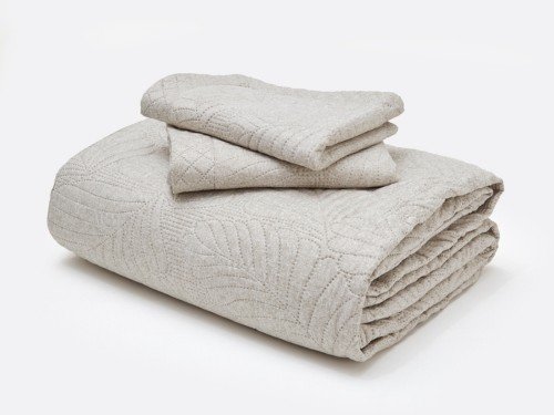 Cubrecama Lino Provence King Beige con fundas decorativas