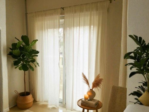 Cortina de Gasa de Tusor Off White