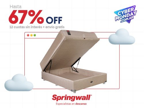 Sommier Baulera Roomy y Colchon Springwall MCB 115 140x190 2 Plazas