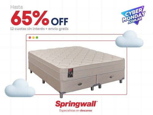 Sommier y Colchon Resortes Springwall BL 100 Europillow 160x200 Queen