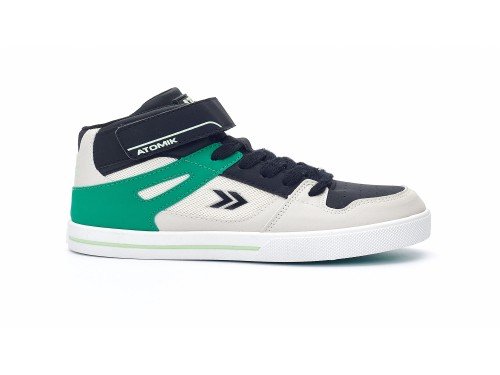 Zapatillas Botitas Spin Negro Verde de Nene Niños Cordon Abrojo Atomik