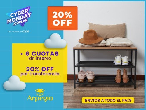 Recibidor Zapatero organizador con tapa y 2 estantes - Arpegio