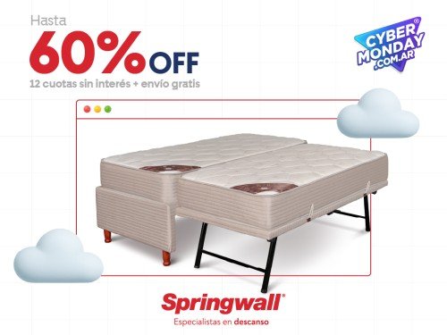 Sommier S6 Springwall Cama Adicional 090x190 1 1/2 Plaza