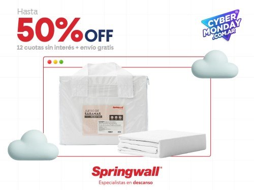 Juego de Sabanas Springwall Dreams Blancas QUEEN 160X200