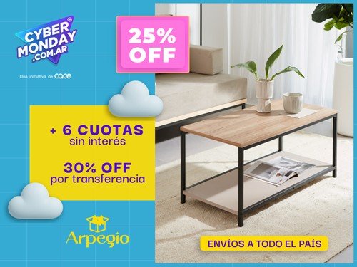 Mesa Ratona Baja Living de melamina y hierro - Arpegio