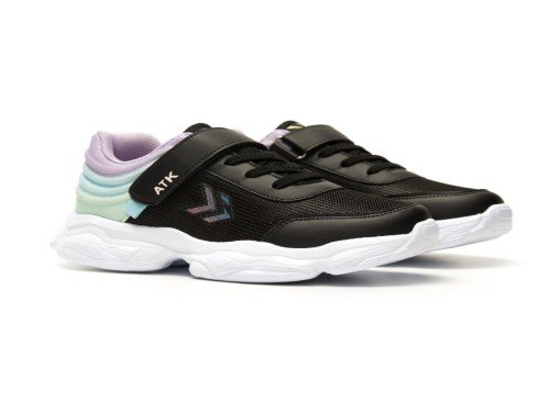 Zapatillas Deportivas Silver Nena Negro Violeta Abrojo Cordón Atomik