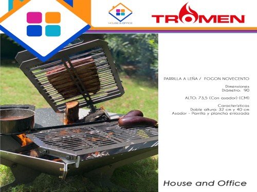 Asador Tromen Novecento Con Cruz, Parrilla y Plancha Negro