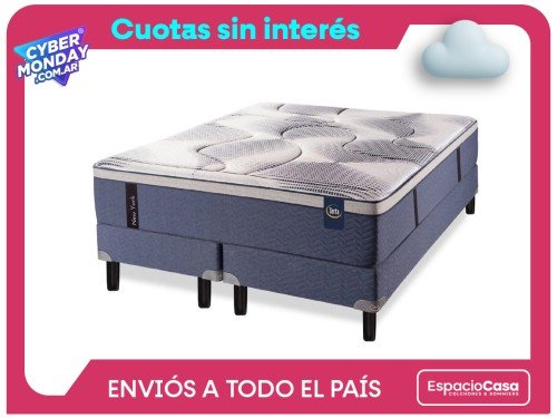 Conjunto Sommier King Serta New York Resortes