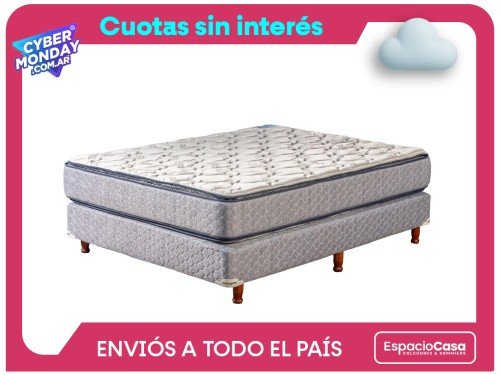 Conjunto Sommier 2 Plazas Suavegom Merit Con Pillow Espuma